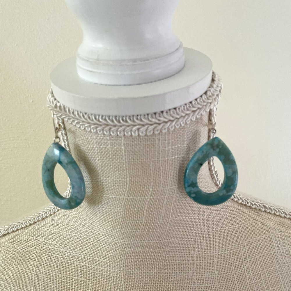 2" Turquoise Agate Teardrop Hoops